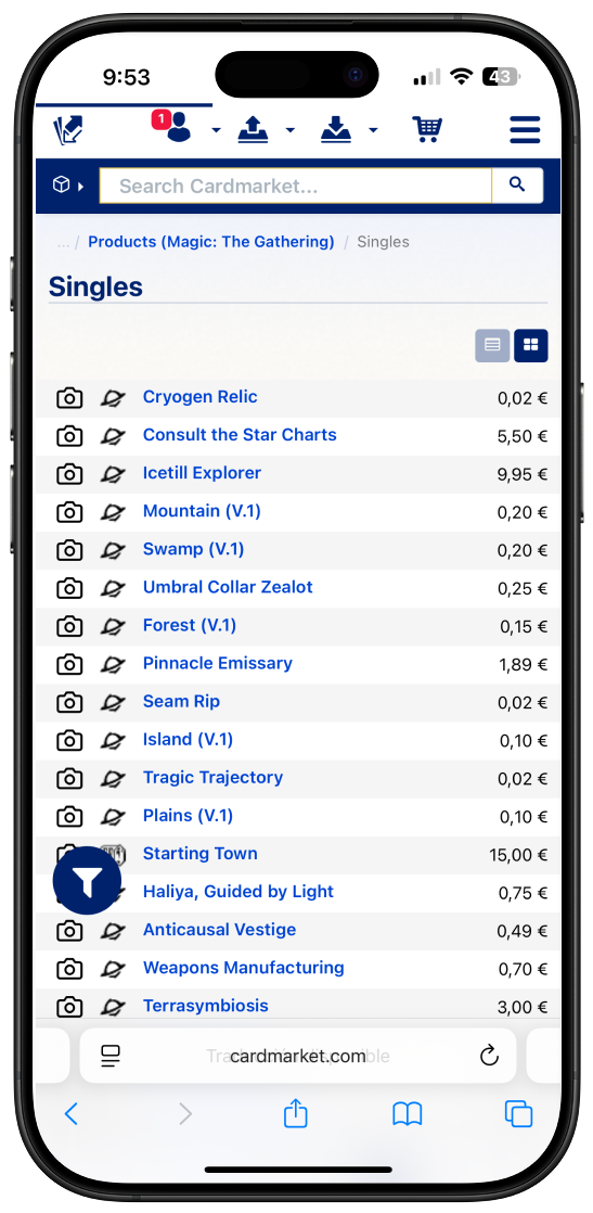 Current app home feed